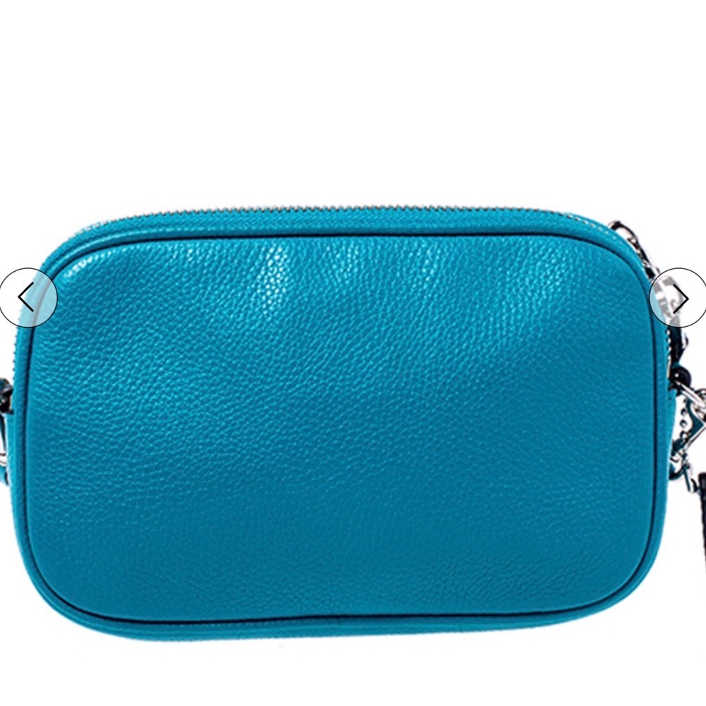 COACH Teal Pebbled Leather Crossbody Wristlet with Silver Hardware - Picture 2 of 9